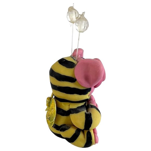 3 Clay Pig Art Sculpture Figurines Bumblebee Native American Indian Girl - Picture 3 of 12